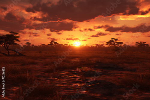 view of the savanna towards evening 