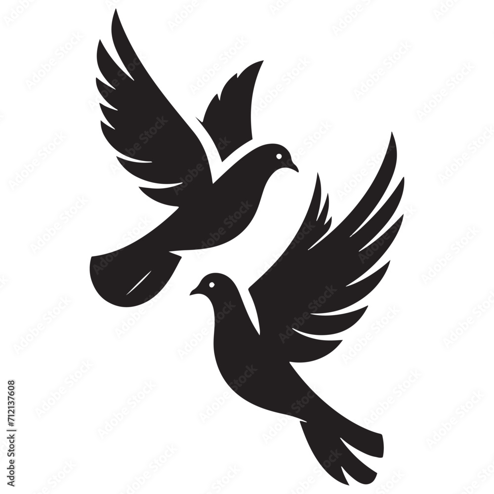 Obraz premium Radiant Soar: Pigeon Silhouette Glowing in a Radiant Flight - Beautiful Bird Silhouette - Bird Vector 