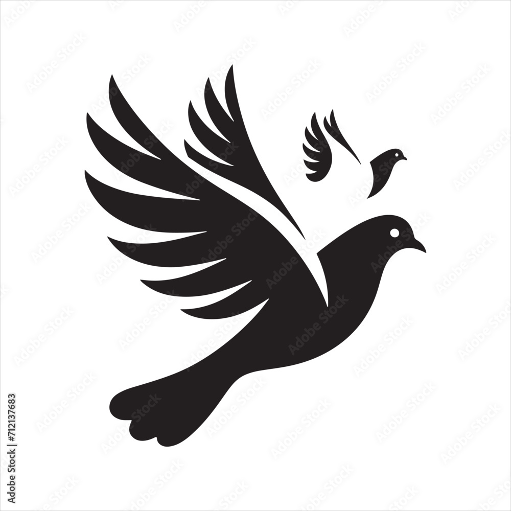 Fototapeta premium Ethereal Cascade: Bird Beauty Silhouette Series in a Cascading Display of Pigeon Shadows - Pigeon Silhouette 