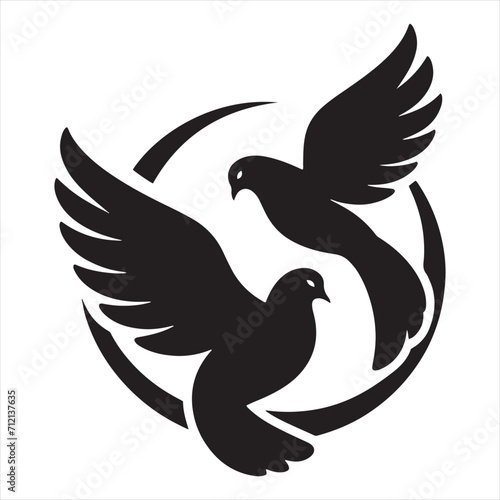 Harmony in Flight: Beautiful Bird Silhouette - Bird Vector Showcasing the Unified Movement of Pigeons - Pigeon Silhouette

