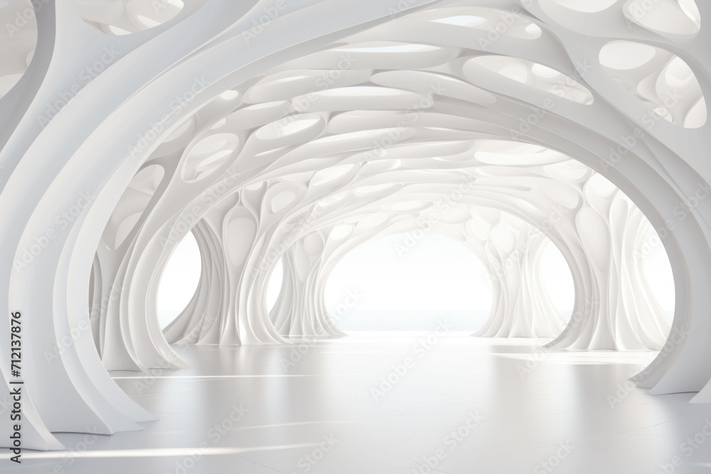 Naklejka premium Abstract architecture background, futuristic white arched interior 3d render