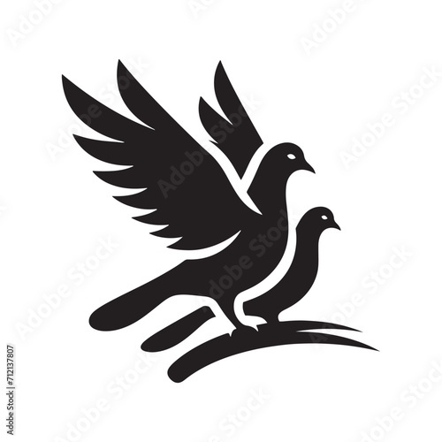 Dynamic Plumage: Bird Beauty Silhouette Set Celebrating the Diverse Feathers of Pigeons - Pigeon Silhouette
