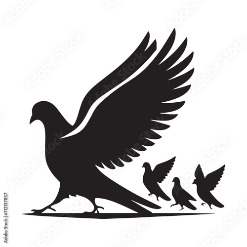 Feathered Elegance: Bird Beauty Silhouette Series Showcasing the Timeless Beauty of Pigeons - Pigeon Silhouette
