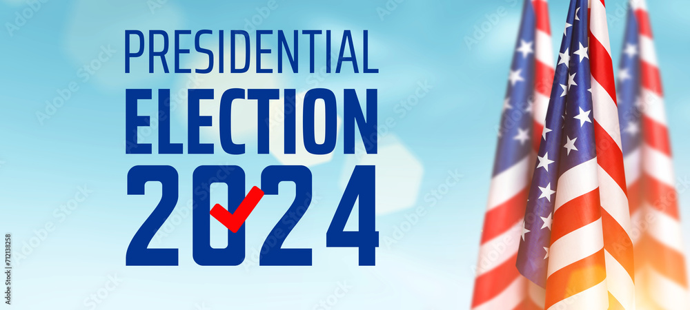 United States presidential election in 2024. USA flag. 3d illustration.