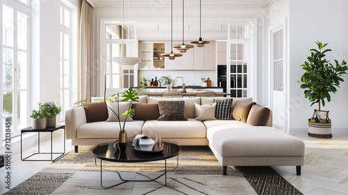 Stylish interior design of living room . Generative Ai © Witri