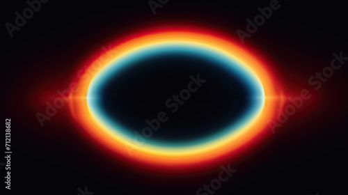 retro rainbown circle on dark black backgroun .blue, orange, and yellow color, colorful multicolor rounded