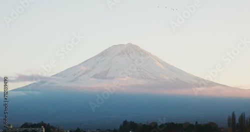Mount  fuji and volcano or Tokyo or Japanese nature explore or travel adventure in history  culture or journey. Hill  outdoor and skyline or environment location or destination  sightseeing or forest