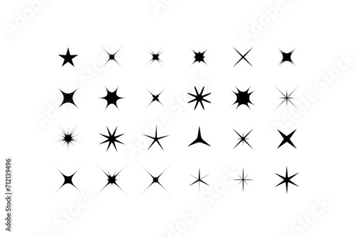 Set of silhouettes of stars.sparkle icon. vector illustration