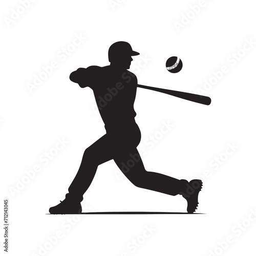 Athletic Excellence: Baseball Silhouette - Baseballer Vector, Capturing the Skill and Prowess of a Player 