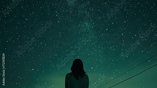 silhouette of a person in the night, astronomy observation,