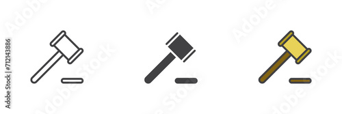 Auction Hammer different style icon set