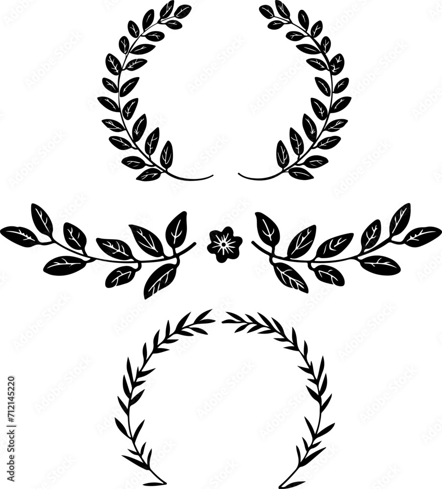 Laurel wreaths and minimalist flowers 