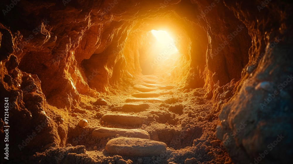 Empty tomb and light shines from the outside Empty tomb and light shines from the outside