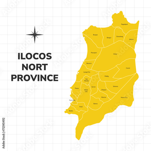 Ilocos Norte Province map illustration. Map of the province in the Philippines photo