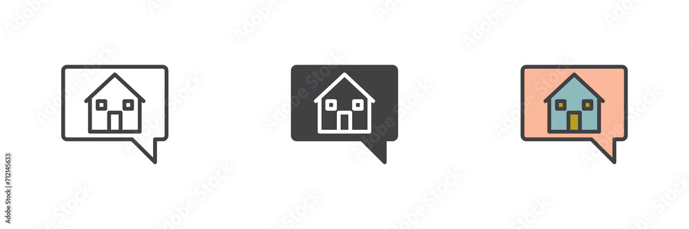 Real estate message different style icon set Real estate message different style icon set