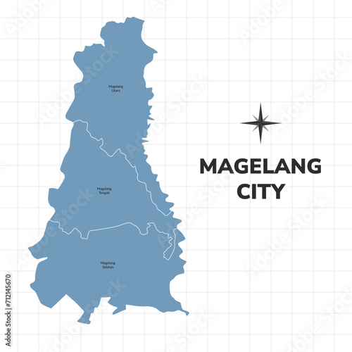 Magelang city map illustration. Map of cities in Indonesia #712145670