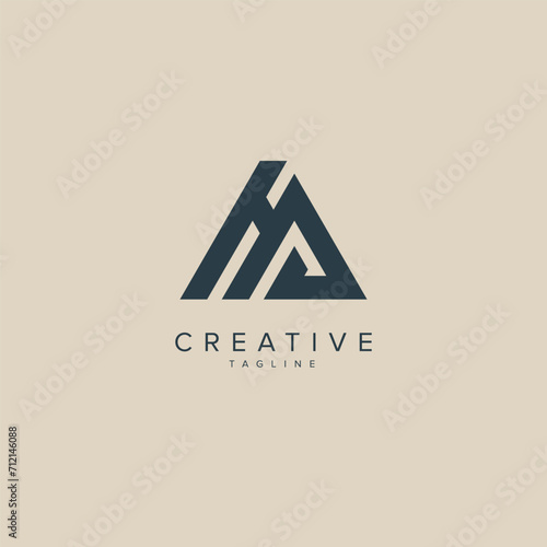 Alphabet Letters HA AH Business Logo Initial Based Monogram Icon Vector.