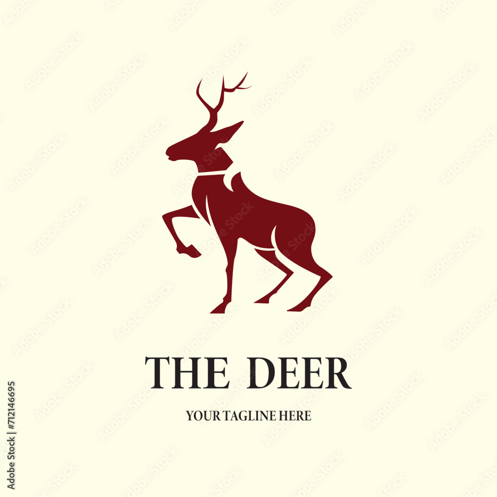 Flat Deer logo, simple deer silhouette