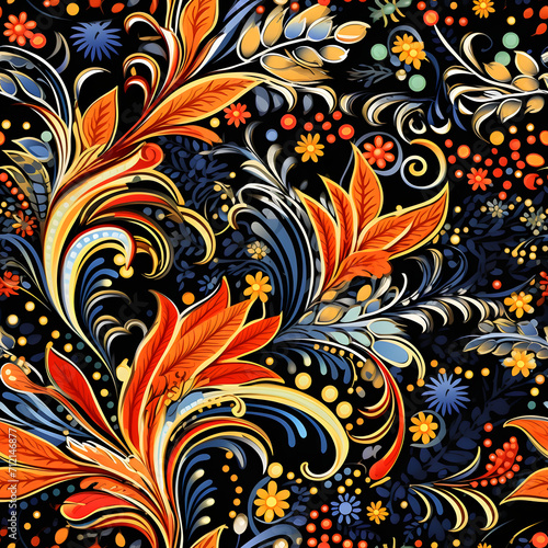colorful floral batik pattern, vibrant color, tile patterns