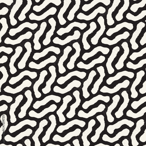 Vector seamless hand-painted ink pattern. Abstract decorative background. Stylish monochrome hand-drawn texture.
