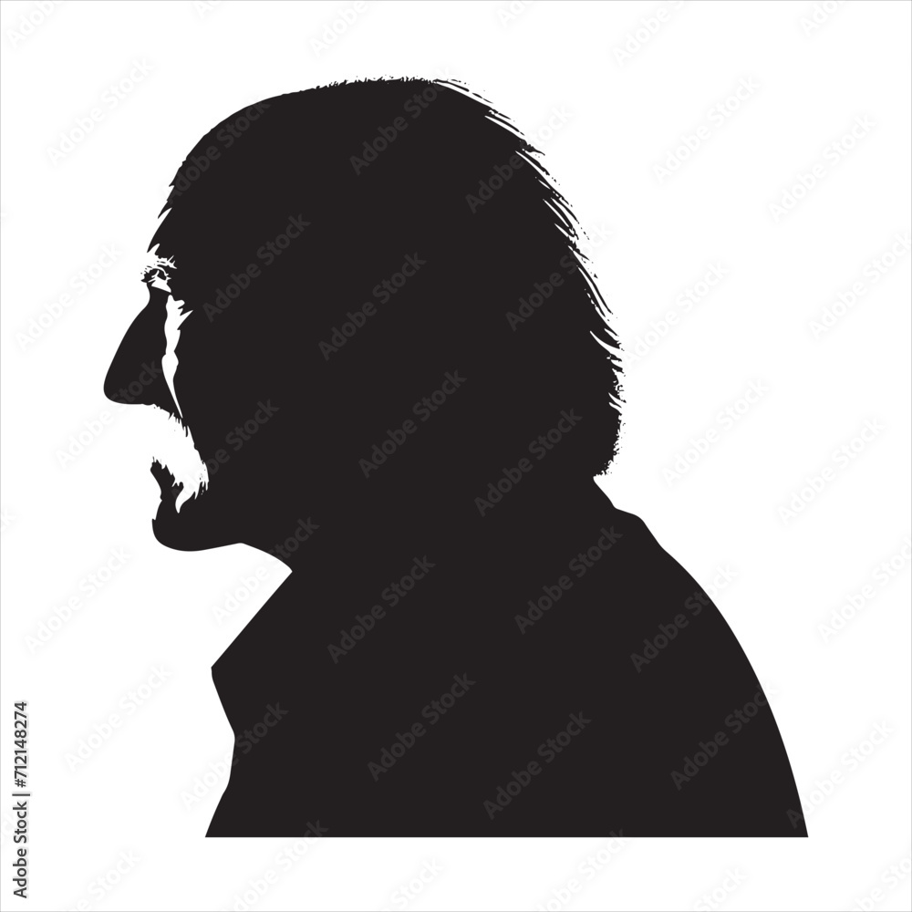 Resilient Echoes: Old Man Silhouette Reflecting the Strength and Resilience of a Life Lived - People Silhouette - Man Face Vector
