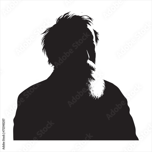 Silhouetted Grace: People Silhouette Showcasing the Timeless Beauty of an Old Man - Aged Silhouette - Old Man Vector
