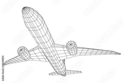 Airplane. Abstract airliner. Wireframe vector illustration