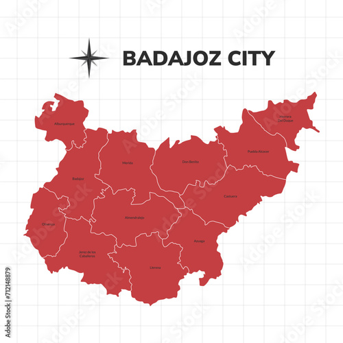 Badajoz City map illustration. Map of the City in Spain photo