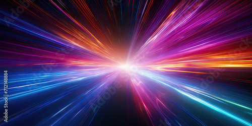colorful light tunnel background. Neon futuristic flashes on black background. Colorful light exposure in a tunnel. abstract fast moving stripe lines Motion light lines backdrop