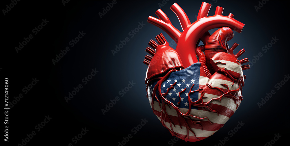 Naklejka premium A real heart made of USA flag