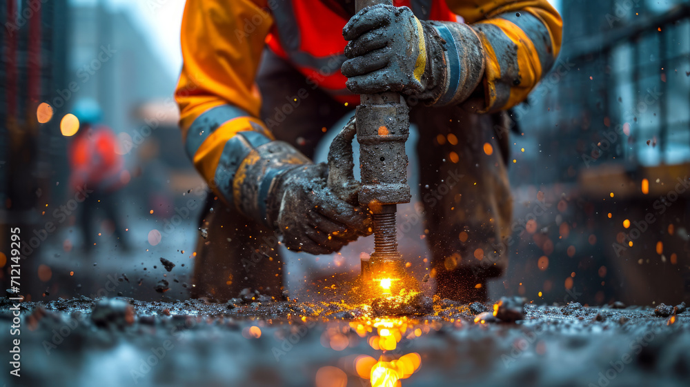 Generative AI A laborer uses a jackhammer to break up a concrete ,generative ai Generative AI A laborer uses a jackhammer to break up a concrete ,generative ai