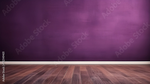 empty Dark Purple wall. dark brown wooden floor