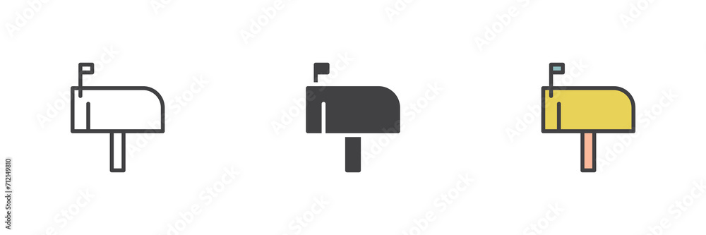 Mail box different style icon set Mail box different style icon set