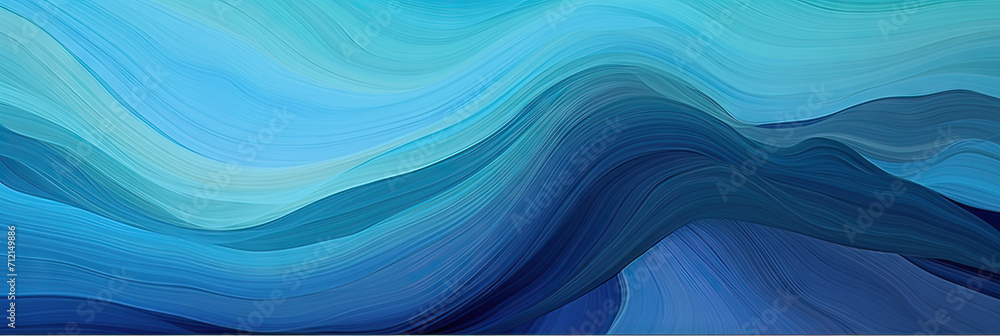 Fototapeta premium a blue abstract drawing of large waves, abstract painting of a wave of blue colors. . modern waves background design with teal blue, dark blue