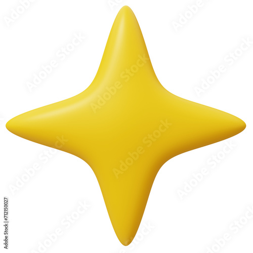 Yellow sparkling star. 3D ikon  sing