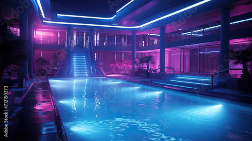 Cool pool in neon lighting