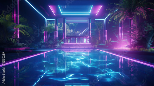Cool pool in neon lighting