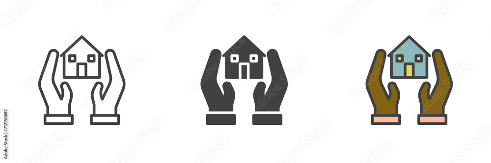 Obraz premium Hands and house different style icon set