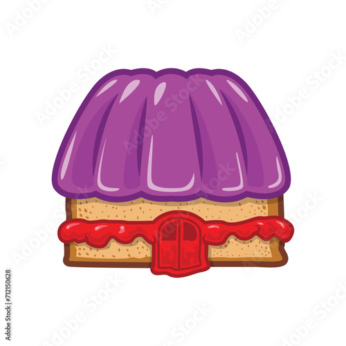 a house made out of bread with peanut butter and jelly vector illustration