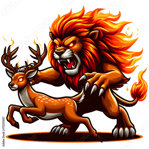 lion hunting deer with fury esport