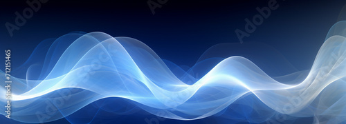 Sound waves in blue color, banner, generative AI © Tetiana Romaniuk