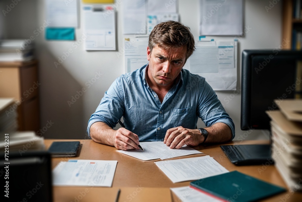 a stressed out worker suffering from burnout, overworking and frustration a stressed out worker suffering from burnout, overworking and frustration