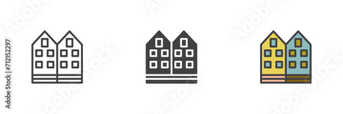 Neighborhood house different style icon set