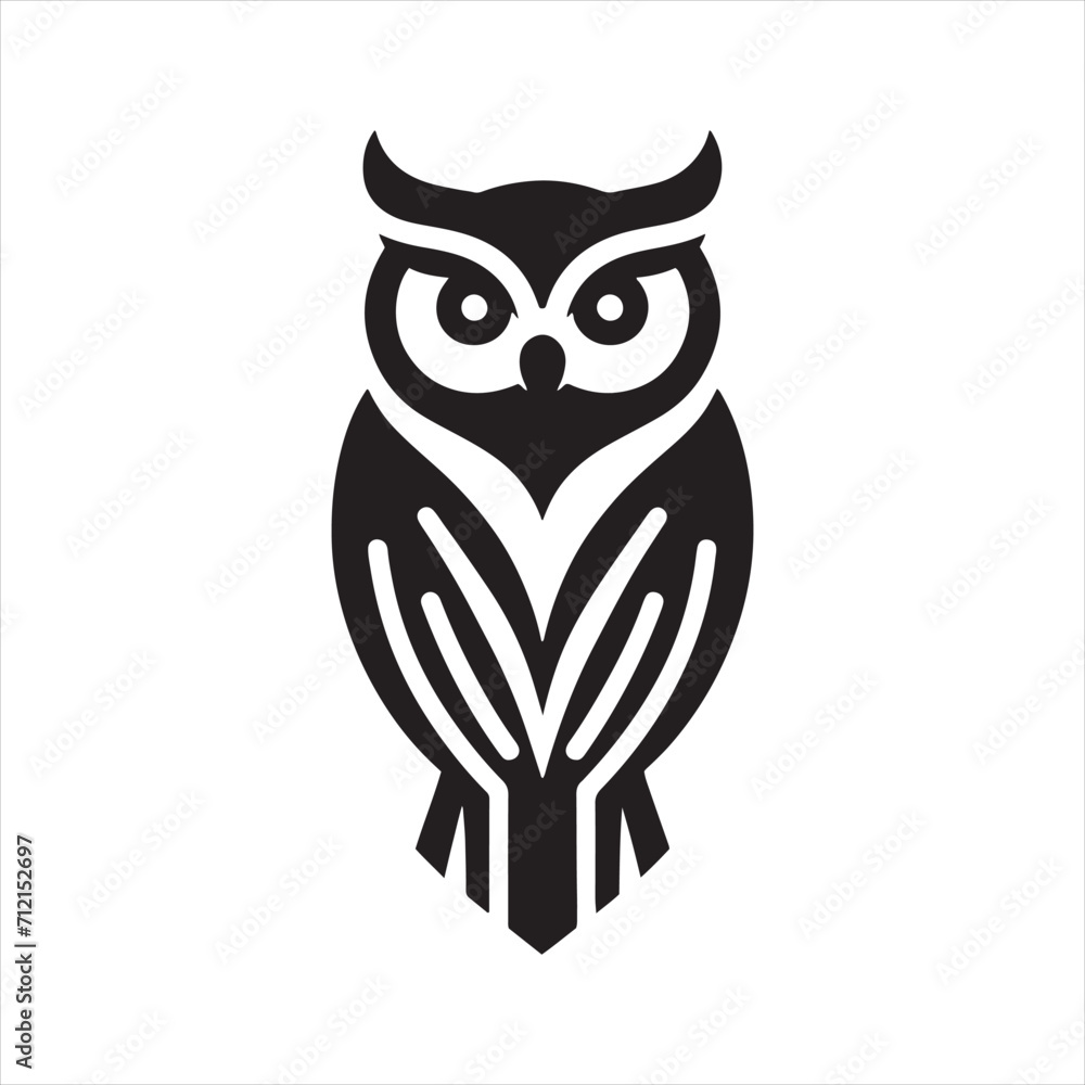 Fototapeta premium Celestial Nocturne: Bird Silhouette Set Unveiling the Mystical Beauty of Owl Shadows - Bird Silhouette - Owl Vector 