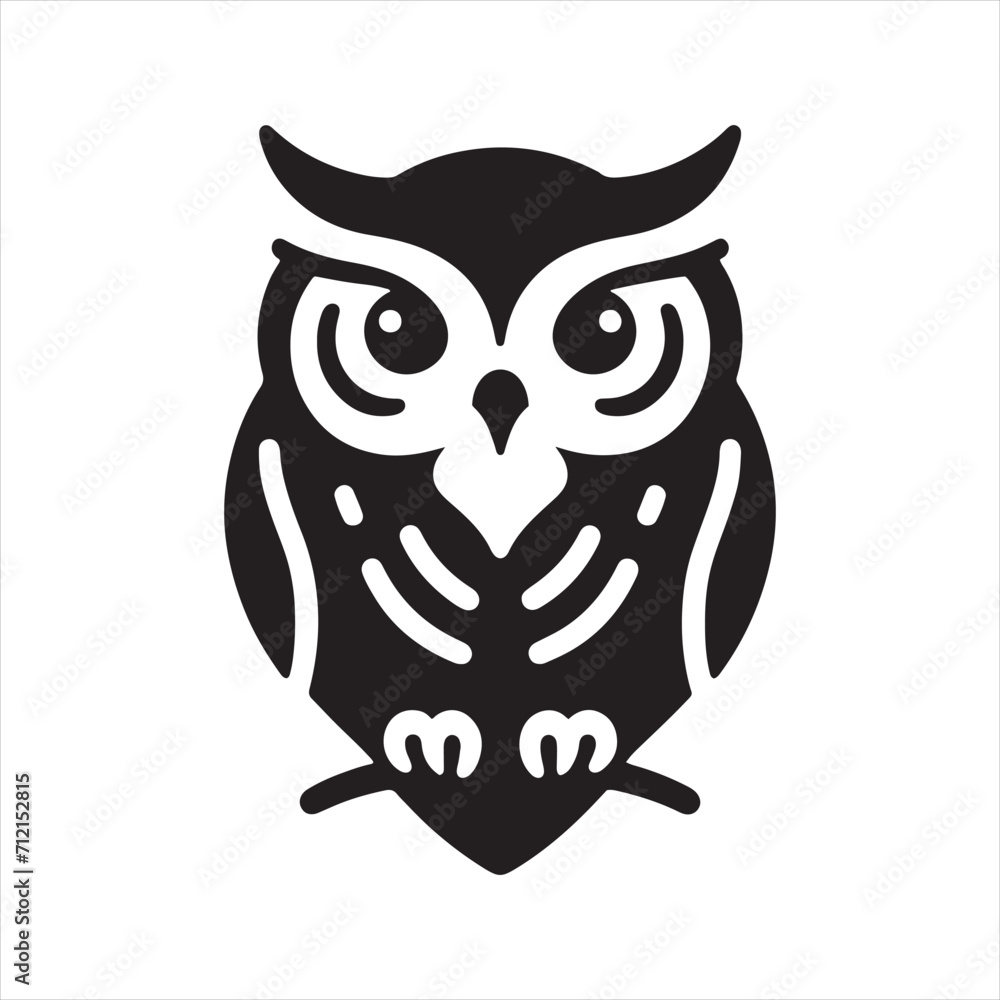 Enigmatic Dusk: Owl Silhouette in a Series of Mysterious Nocturnal Scenes - Owl Illustration - Bird Vector
