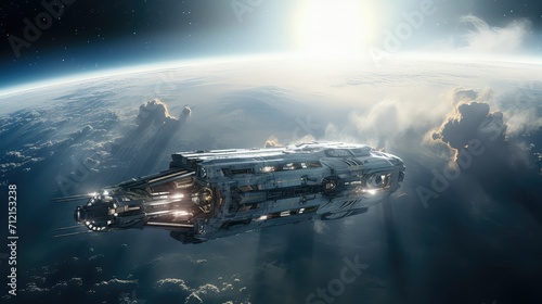 Fototapeta Naklejka Na Ścianę i Meble -  planets space futuristic background illustration universe sci, technology exploration, astronaut ship planets space futuristic background