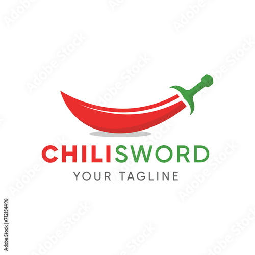 Chili logo forming a sword, white background, vector eps 10