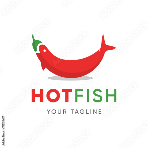 Chili logo forming a fish, white background, vector eps 10