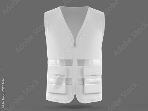 Front View White Blank Safety Vest Mockup 3D Render