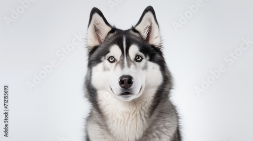 photograph alaskan malamute dog on white background